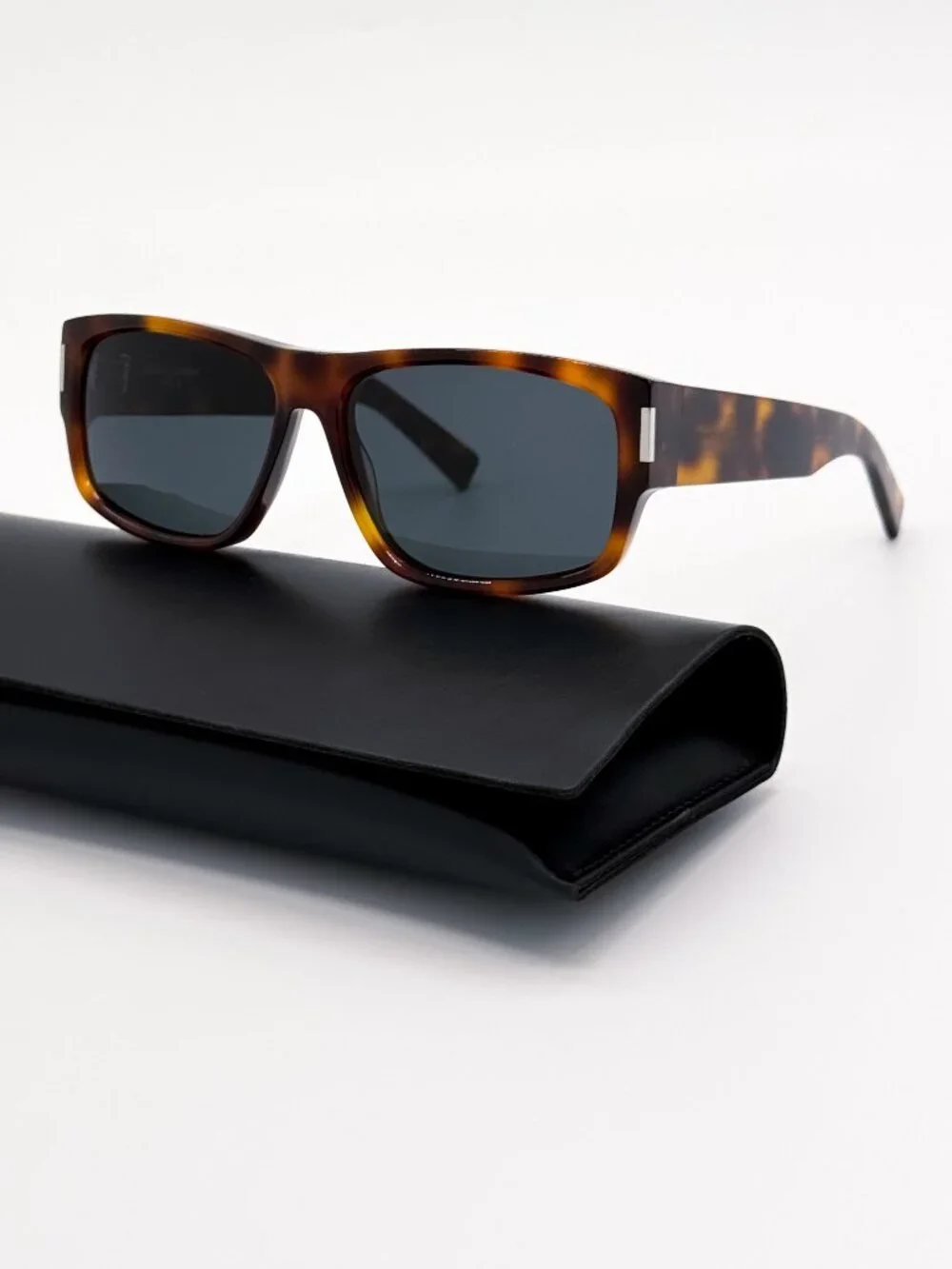 New Saint Laurent Sunglasses SL689 002 Havana Gray Square Eyewear